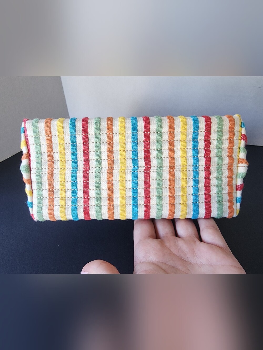Dooney & Bourke Vintage Rainbow Striped Seersucker Mini Hand Bag, EUC - Picture 4 of 10